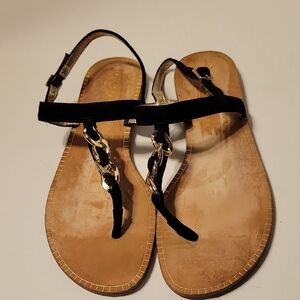 Lilly Pulitzer Largo Chic Black and Gold Women's Sandals Size 8